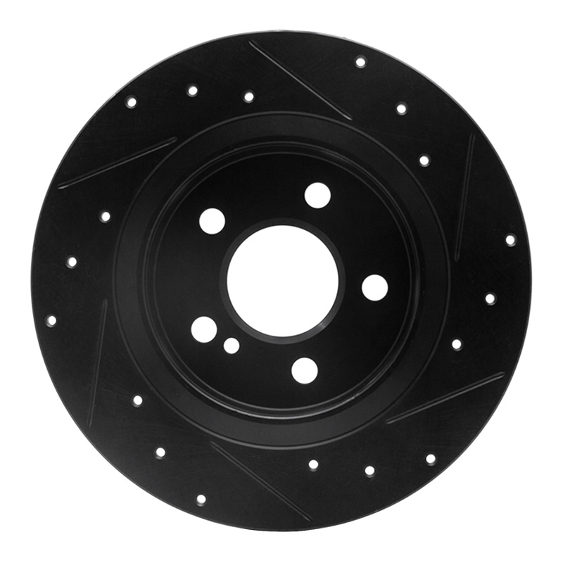 Infiniti QX30 Brake Rotor (1) - Rear Left - R1 Concepts - Drilled & Slotted - Black - `14-`20